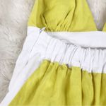 FANM MON Yamile 100% Linen Halter Midi Dress Floral Embroidered Yellow XL New Photo 11