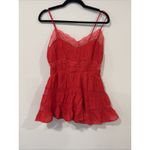 Free People  Selia Slip Racing Red V Neck Tiered Lace Straps Size Small 2465 Photo 3