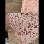 NBD  Peach Allover Lace Cold Shoulder Dress small Photo 5