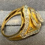 vintage gold plated ladies rhinestone cluster cocktail ring Photo 1