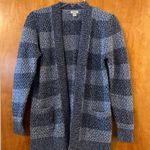 L.L.Bean Cardigan Sweater Shades Of Blue Horizontal Stripe Tweed Medium Photo 0