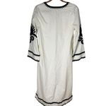 J.Marie White Cotton Kaftan Black Embroidery Dress XS Photo 2