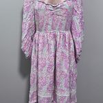 Penelope Rose Smocked Floral Dress Medium Prairie Feminine Ruffle Pink Photo 2