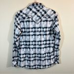 Ariat ✨ Women’s White Blue Plaid Snap Long Sleeve Shirt Medium Photo 11