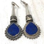 Lapis lazuli, 925 stamped vintage earrings Photo 0