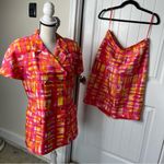 vintage 80s Teri Jon‎ by Rickie Freeman silk 2 piece skirt suit size 12 summer Red Photo 3