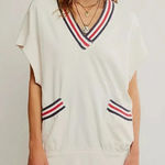 We The Free Free People Ivory Ivy Oversized V-Neck Sweater Vest Size Medium NWT Photo 0