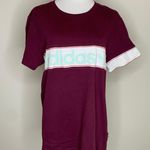 Adidas  Burgundy T Shirt Felted Spellout Sz Small Photo 0