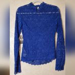 Guess NWT  Elegant Royal Blue Lace  Women's Top Long Sleeves Size :L Photo 3