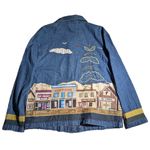 Vtg 1990s Don't Mess With Texas Novelty Old West Town Applique Denim Jacket Sz M Blue Size M Photo 1