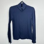 J.Crew Women's Size Large Tissue Crepe Turtleneck Long Sleeve Top Navy Blue Photo 1