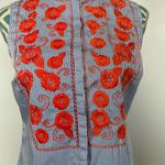 Brooks Brothers  Striped Sleeveless Embroidered Floral Top size 4 Photo 1