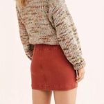 We The Free Free People Virgo Zip-Front Rust Orange Stretch Denim Mini Skirt 24 Photo 2