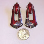 REO Vintage Burgundy Enamel Floral Cloisonné Boho Retro Pierced Earrings Purple Photo 1