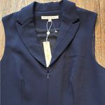 Trina Turk  Navy Sleeveless Zip Front Jumpsuit 12 NWT Notched Collar Ponte Knit Photo 4