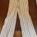 Ideology  Women Striped Wide Leg Palazzo Pants Drawstring Cotton Sage/White Sz 8 Photo 0