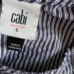 CAbi Lace Sleeve Peplum Style Tank Top | Navy Stripe Seersucker Photo 5