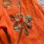 Ana & Rose Linen Embroidered Blouse Womens Size M Floral Boho Button Up Hippie Orange Size M Photo 6