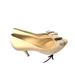 Salvatore Ferragamo  8 beige patent leather peep-toe pumps heels Vara bow nude Photo 6