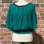 BCX  emerald green blouse with gold chain hardware / S / Excellent condition Photo 1