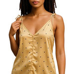 ASOS  Satin Starburst Print Button Down Tank Top Beige Size 12 Summer Baddie Boho Photo 0