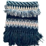 American Eagle AMERICAN EAGLE OUTFITTERS Blue Plush Fringe Cozy Fair Isle Scarf/Wrap Photo 0
