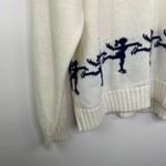 Vintage White Knit Ice Skater Sweater Novelty Winter Grandmacore Women Large Photo 4