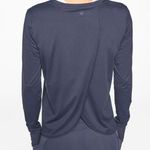 Athleta  Sunlover UPF Tulip Back Top Navy Blue Long Sleeves Thumb Hole Sporty Photo 0