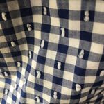 J.Crew Gingham plaid checkered ruffle eyelet tie shoulder top size 6 blue white Photo 4