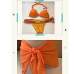 Recco Size M Brazilian Stripes & Flowers & Zuliana Orange Sarong New With Tags Yellow Size M Photo 1