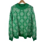 Old Navy  Mock‎ Neck Sweater Green Snowflake Size XXL Tall Holiday Christmas Cozy Photo 1