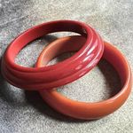 Rustic Orange Bakelite Bangles Set Photo 0