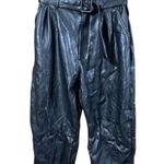 Abercrombie & Fitch A&F Black Faux Leather Paper Bag Belted Trouser Waist Pants Photo 4