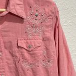Wrangler 47 Pink Western Shirt Long Sleeve Large Cotton Embroidered Metal Button Photo 5