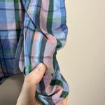 Isabel Marant  Esmee Twisted Plaid Puff Shoulder Blouse in Blue Pink Green‎ Photo 6