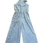 Cloth & Stone Anthropologie  Chambray Polka Dot Jumpsuit Cropped Wide Leg Photo 0