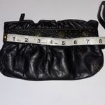 BLACK LEATHER WRISTLET BRASS FLOWER WITH TOOLED DESIGN RUFFLE LEATHER ON TOP Photo 7