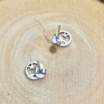 Sterling silver moon and star stud earrings Silver Photo 4