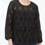 J.Crew women's Black Eyelet tops size S Photo 0