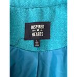 Inspired Hearts Pea Coat Women's L Double Breasted Belted‎ Teal Green Jacket Size L Photo 4