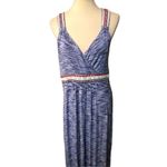 Cable & Gauge Blue and White Heathered Sleeveless Maxi Dress Photo 1