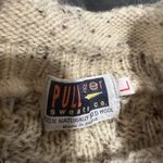 Vintage Irish Wool Sz: L Pullover Cable Knit Oatmeal Chucky Winter Sweater. Size L Photo 5