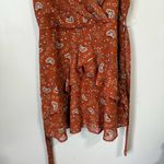 Trixxi  Burnt Orange Floral Ruffle Mini Dress Size L Photo 2