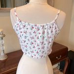 SheIn White Floral Flirty Crop Top Spaghetti Strap Photo 10