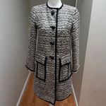 Nanette Lepore  Tweed Coat Womens 2 Cream Black Designer Classic Parisian Chic Photo 2