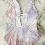 Soluna Tie Dye Ribbed Plunging One Piece Swimsuit Small Multicolor Pastel New Pink Photo 5