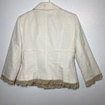 Kay Unger VTG  Blazer Jacket Collared Button Up Tulle Hem Striped White Cream 6 Photo 5