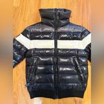SAM. Starburst Single Stripe Puffer Bomber Jacket Black Photo 1