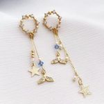 Fish Tail Crystal Beaded Tassels Stud Drop Earring Photo 0