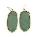 Kendra Scott  Elle Earrings Sea Green Chalcedony Dangle Drop Gold Tone 2"X1" Photo 3